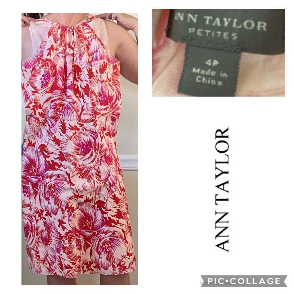 EUC Ann Taylor Petite •100% Cotton knee length Glamorous sleeveless summer dress - Picture 4 of 8